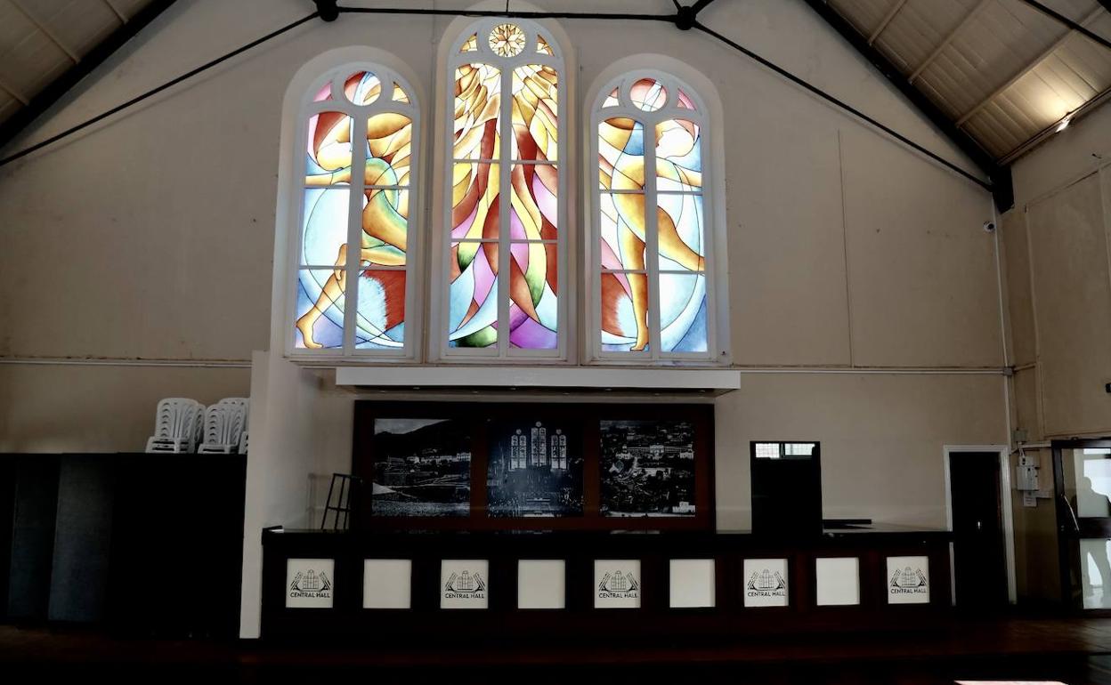 Stained glass windows installed at Gibraltar's Central Hall Sur in